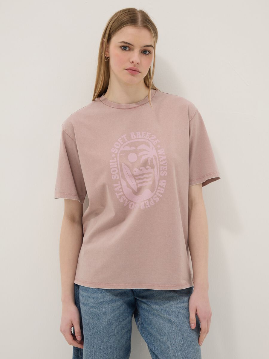 Rosa T-Shirt aus reiner Baumwolle im entspannten Schnitt mit Aufdruck_2