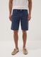Blue linen-cotton blend five-pocket Bermuda shorts_1