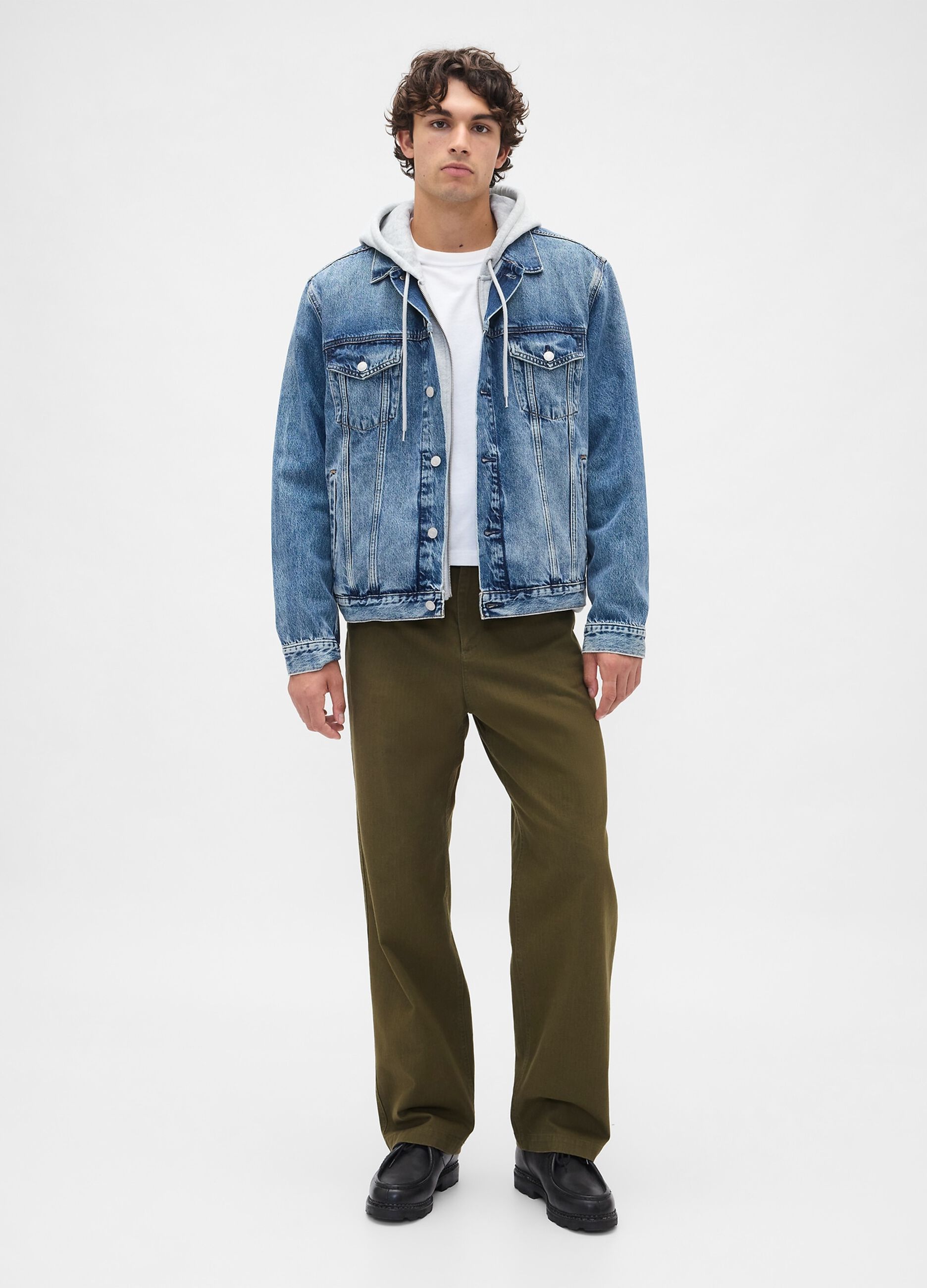 Green regular cotton trousers