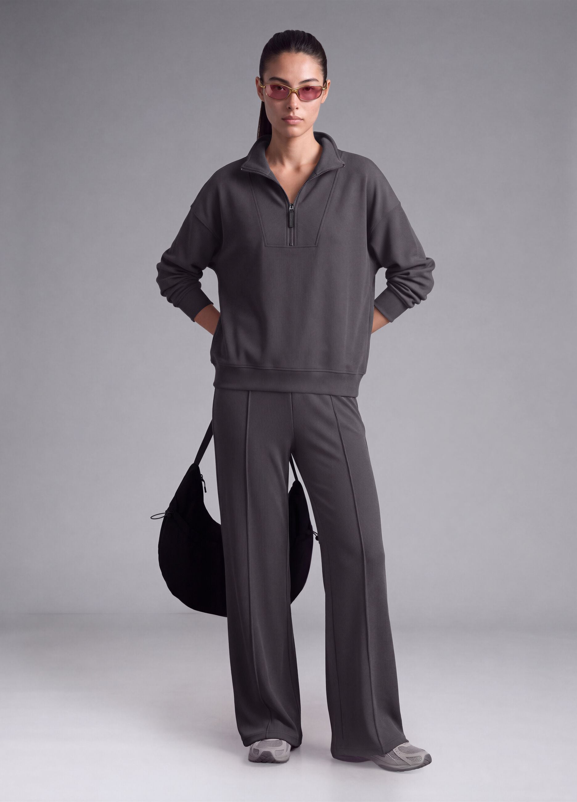 Grey stretch modal crew-neck sweatshirt ALTAVIA STUDIO