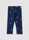 Girl's slim-fit blue stretch cotton leggings with patterns_1