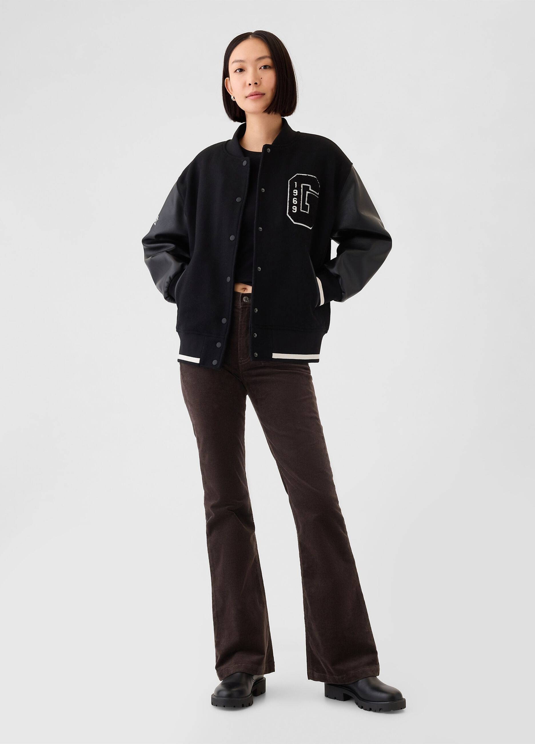 Flare-fit high-rise trousers in corduroy