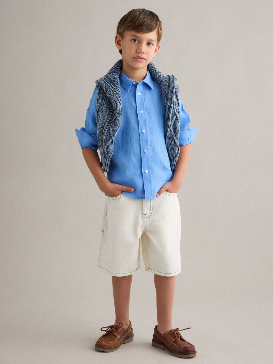Beige pure cotton shorts_0