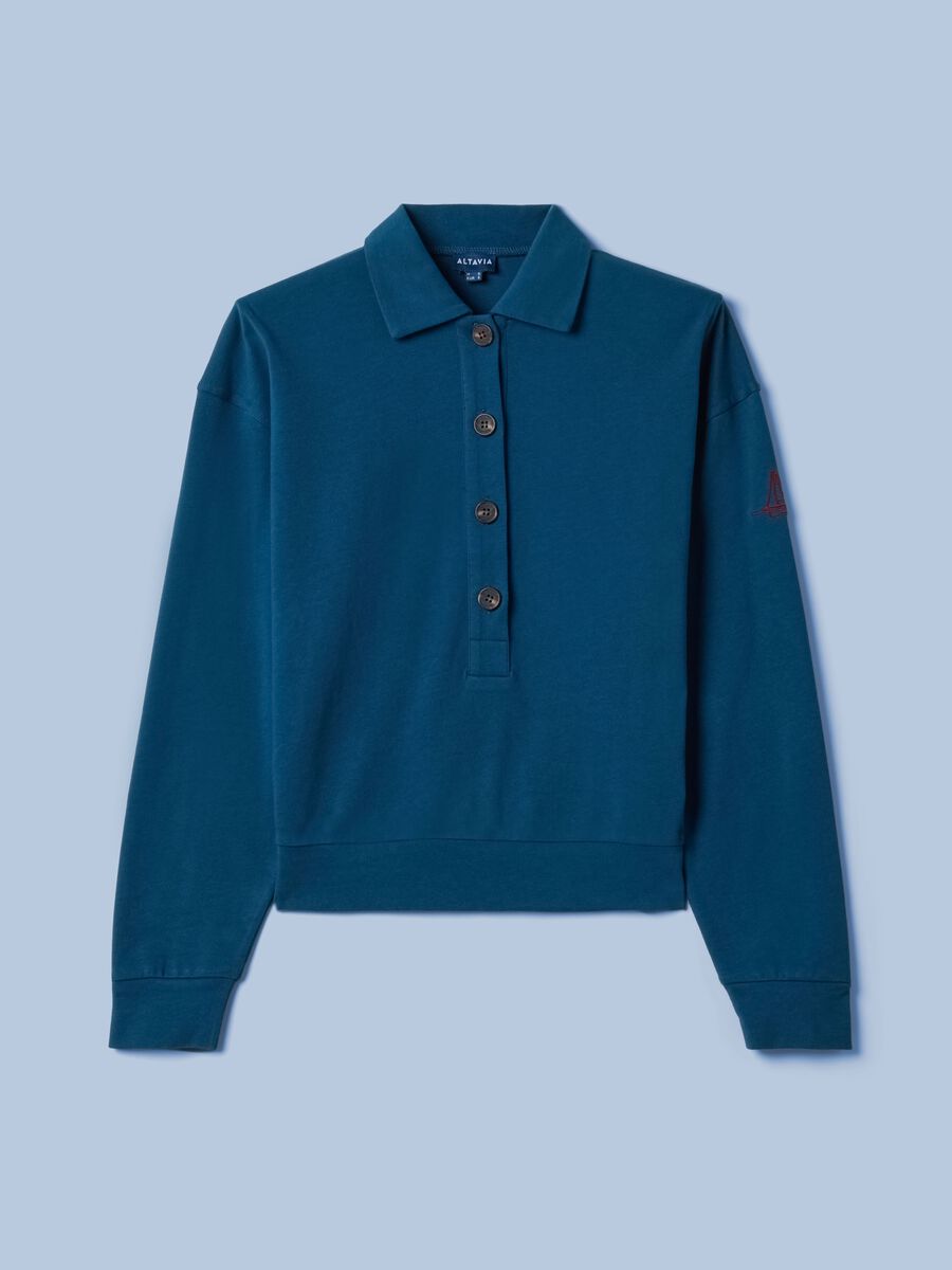 ALTAVIA SAILING Langarm-Poloshirt in Blau aus reiner Baumwolle_4