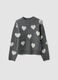Maglia grigia melange in tessuto elasticizzato girocollo con cuori_3