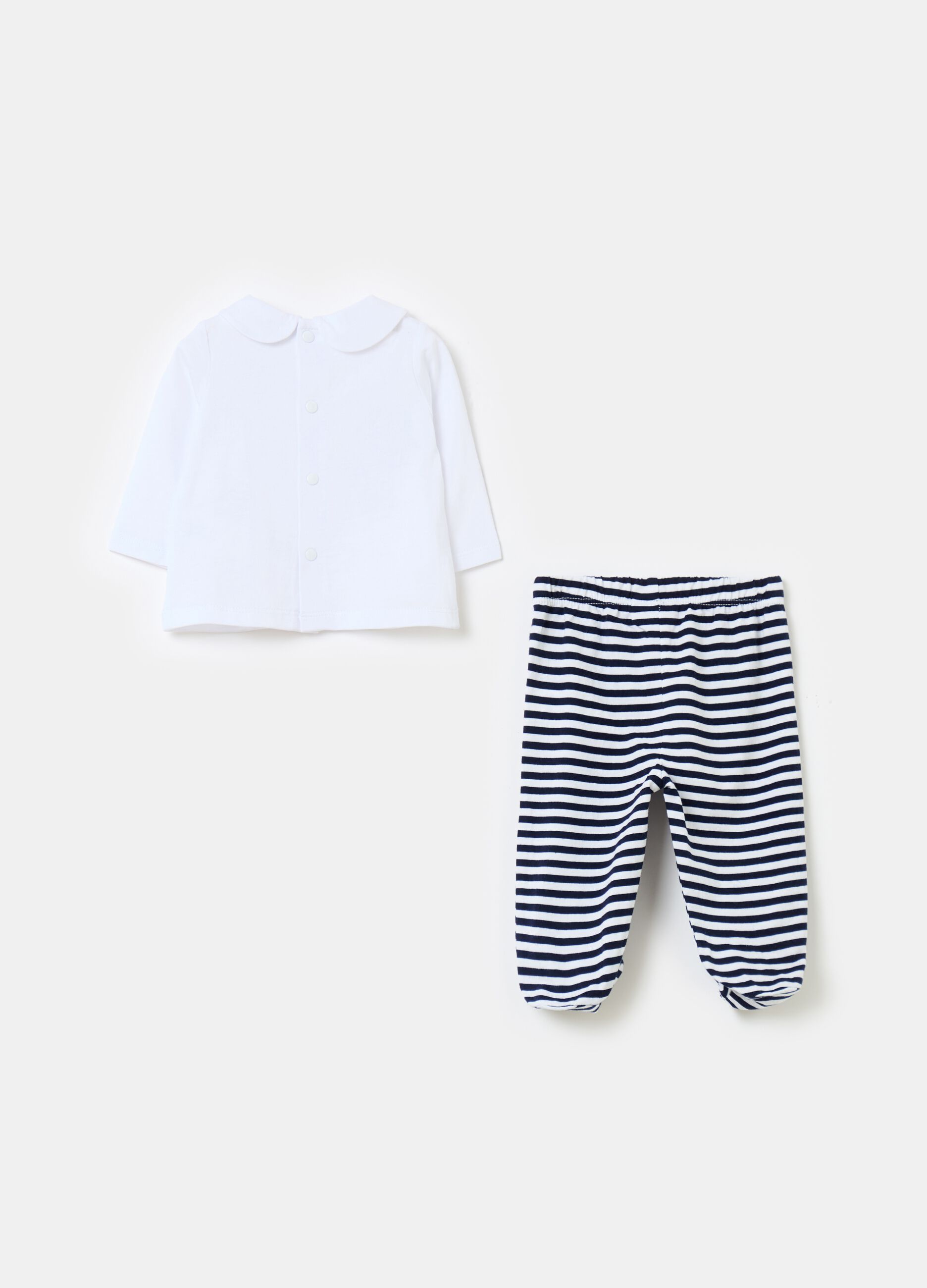 Striped T-shirt and baby leggings set in organic cotton