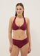Rote High-Waist-Bikinihose aus Stretchmaterial mit Schnalle_0