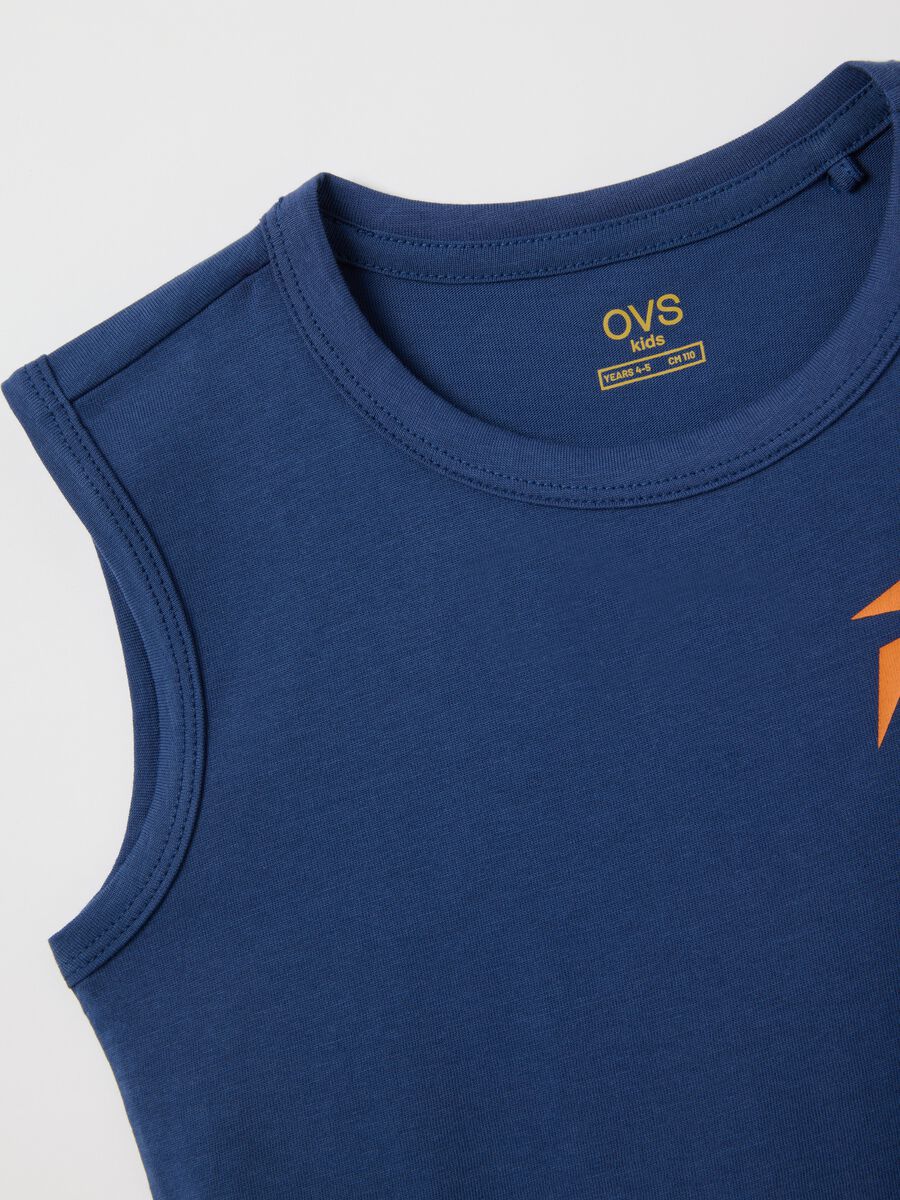 Children's pure cotton blue tank top regular fit_3