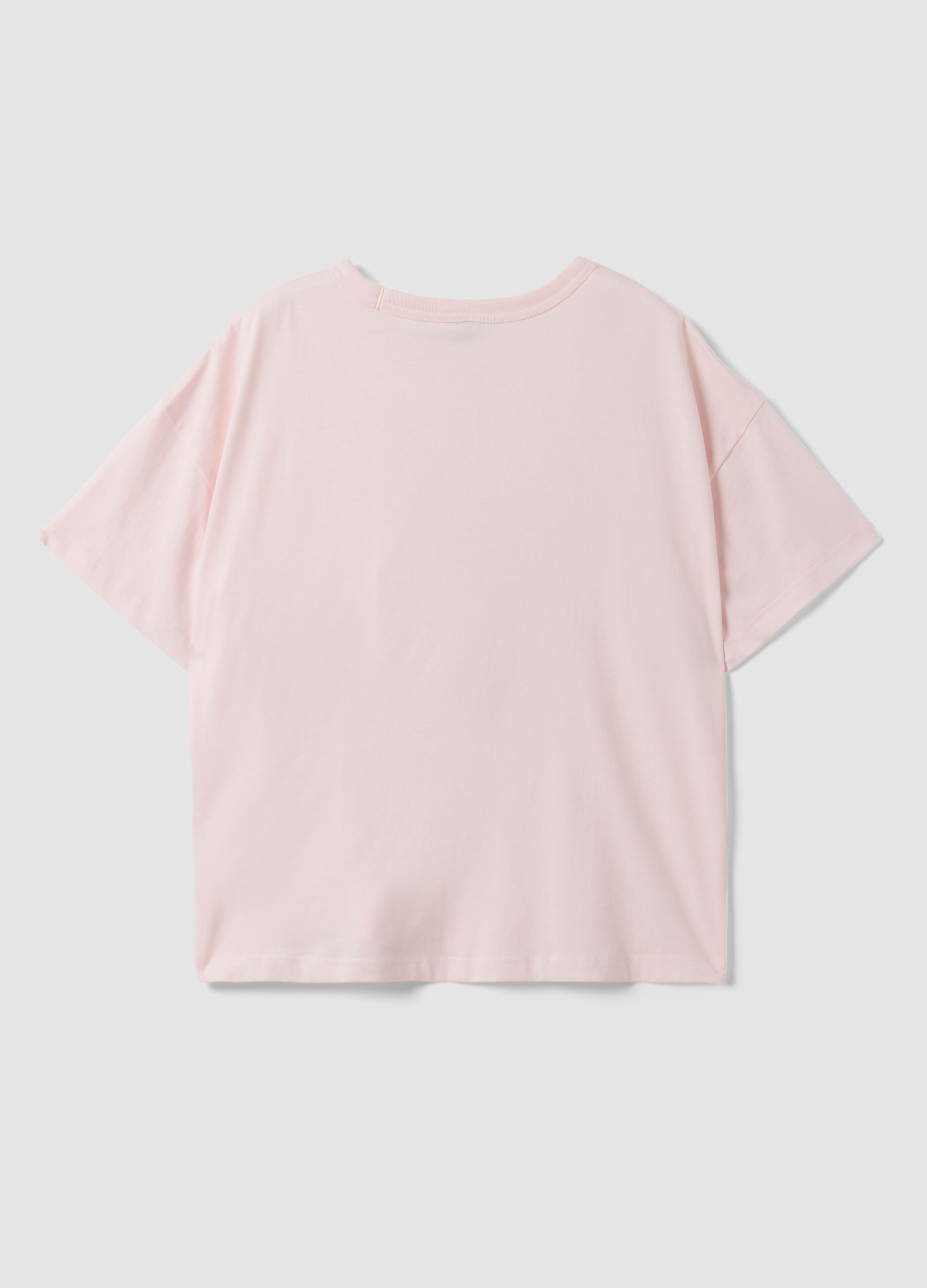 Pink pure cotton Lilo & Stitch print T-shirt, regular fit