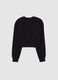 Black cotton girl's sweatshirt regular fit with embroidered phrase_4