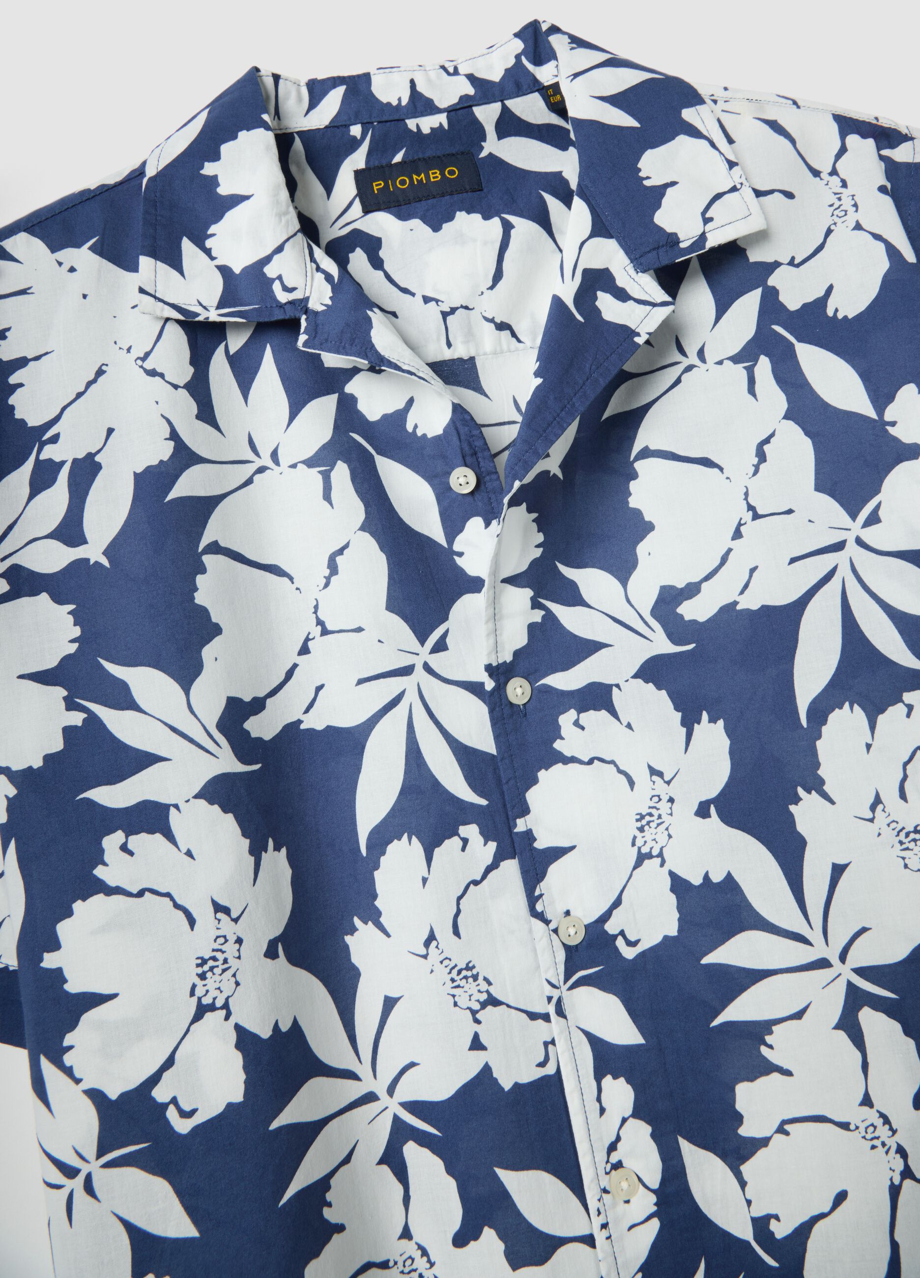 Blue organic cotton floral shirt