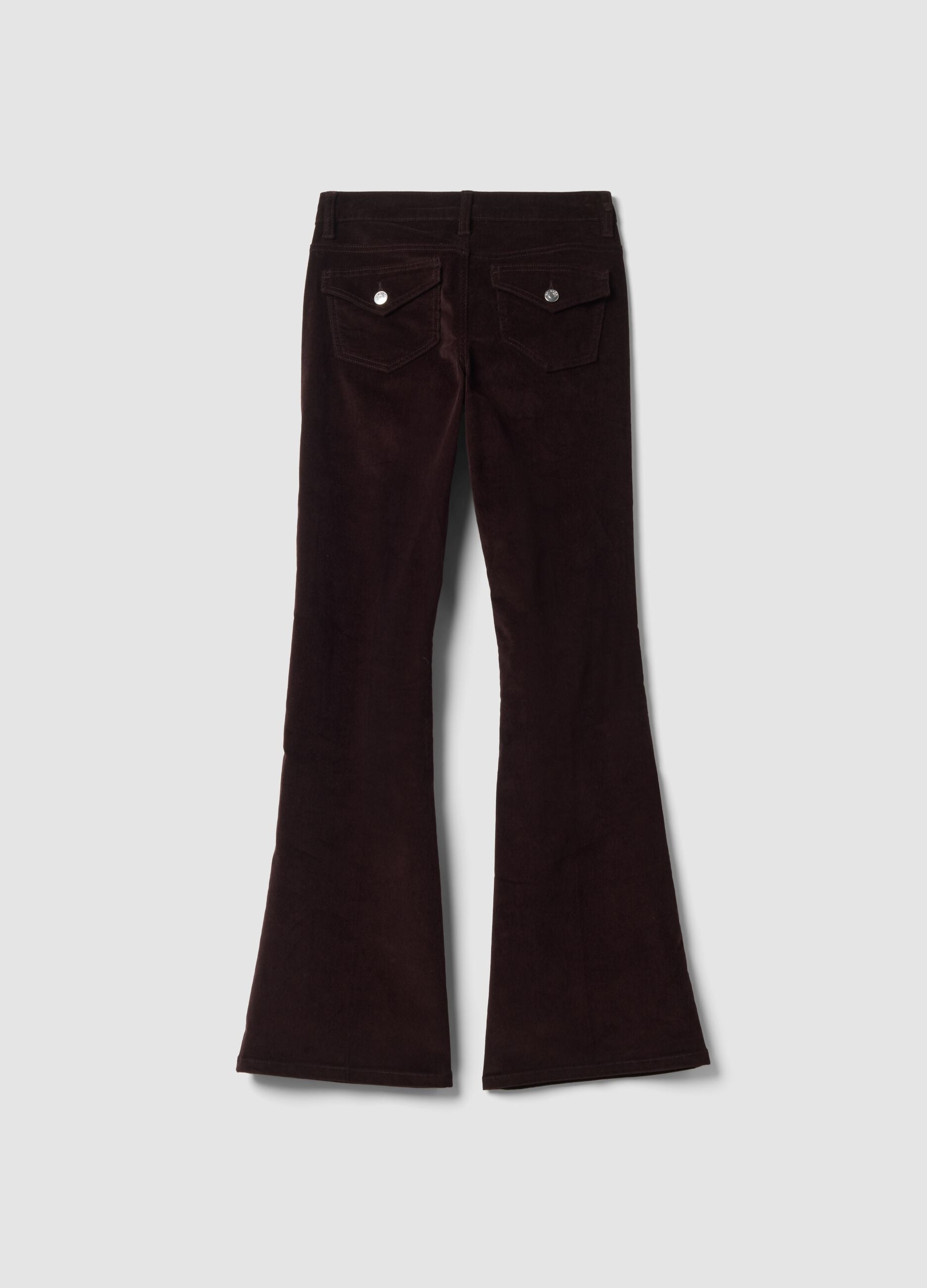 Braune Flared-Hose aus Stretch-Baumwolle