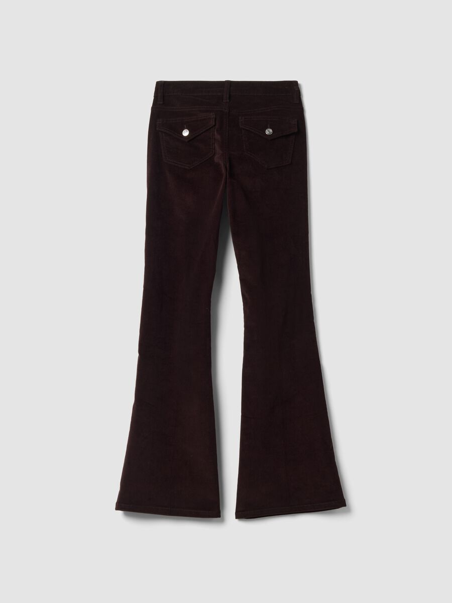 Brown flared stretch cotton trousers_2