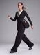 Black wide-leg stretch-fabric trousers_0