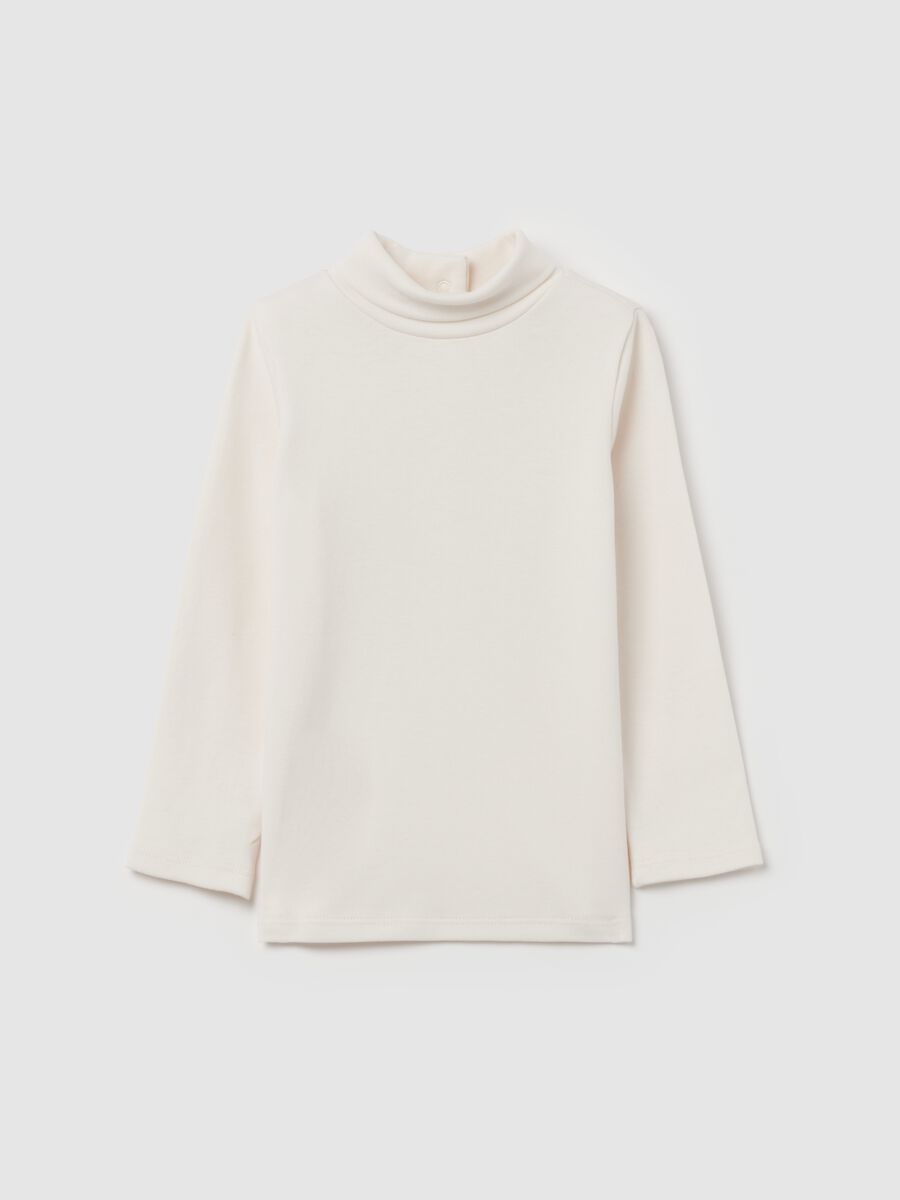 Cotton T-shirt with high neck_0