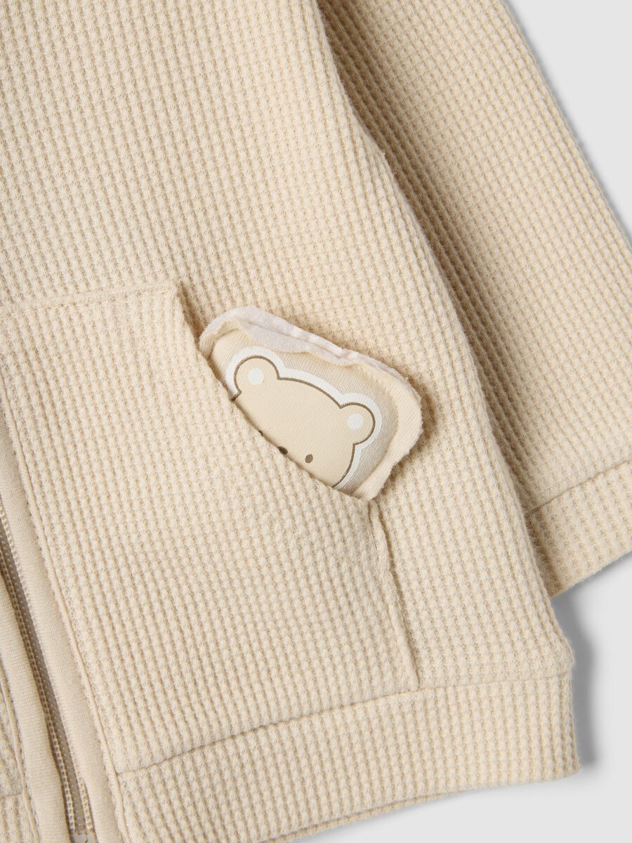 Pure cotton beige hoodie regular fit with teddy bear_2