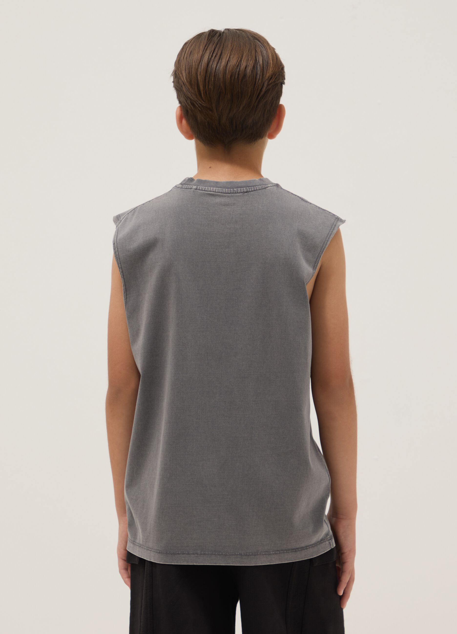 Grey pure cotton vest top