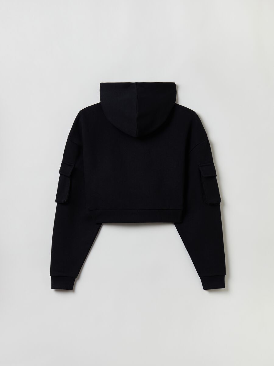 Black cropped cargo hoodie_7