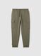 Green cotton blend cargo trousers with pockets_4