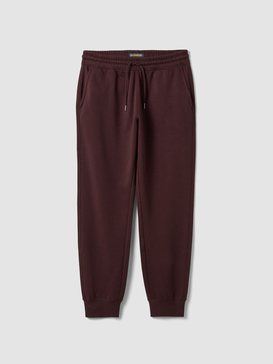 Braune Jogginghose aus Baumwollmix mit B&uuml;ndchenabschluss und Kordelzug_5