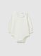 White baby bodysuit in pure cotton with ruffled collar_0