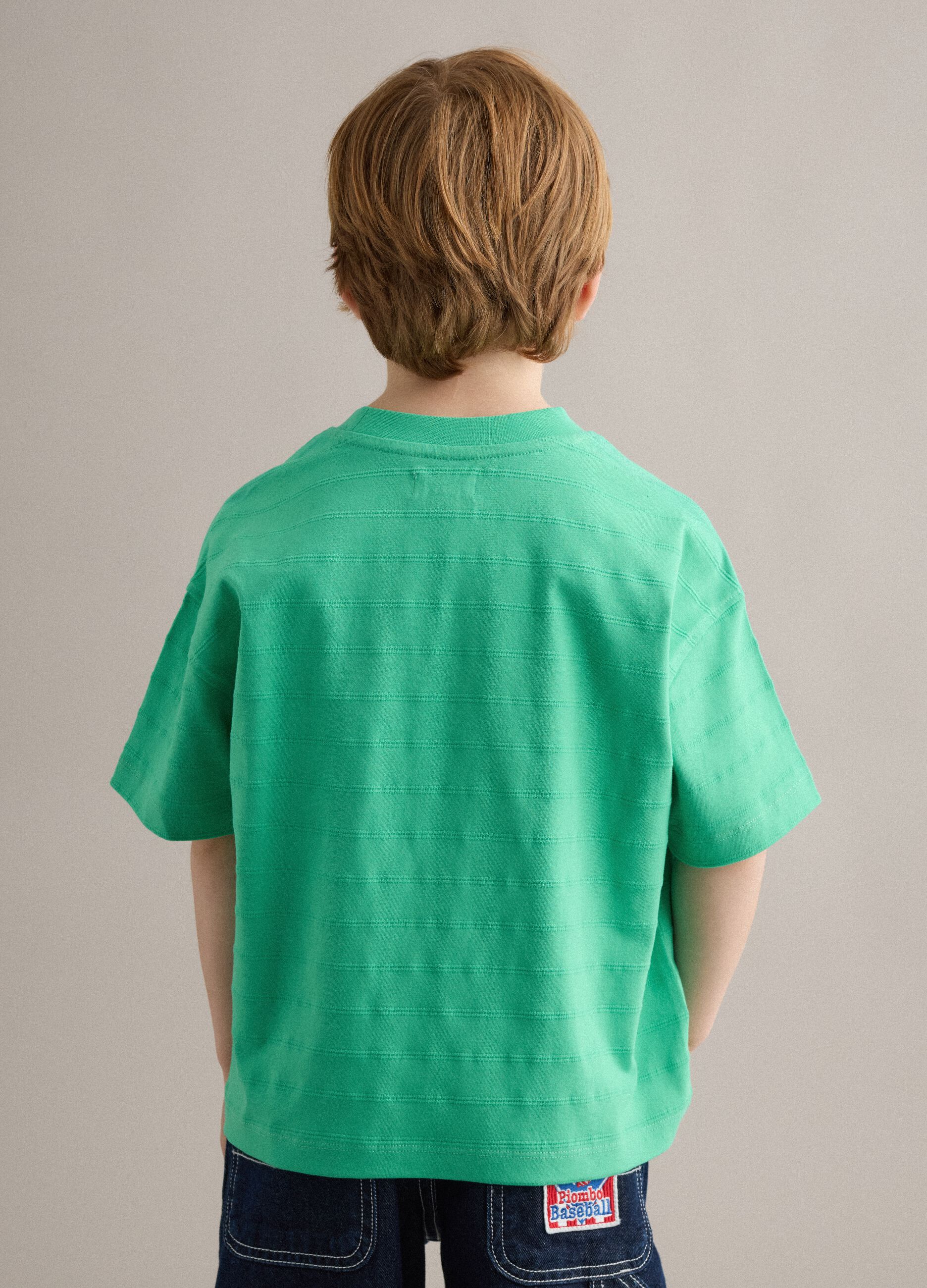 Children's regular fit pure cotton green T-shirt