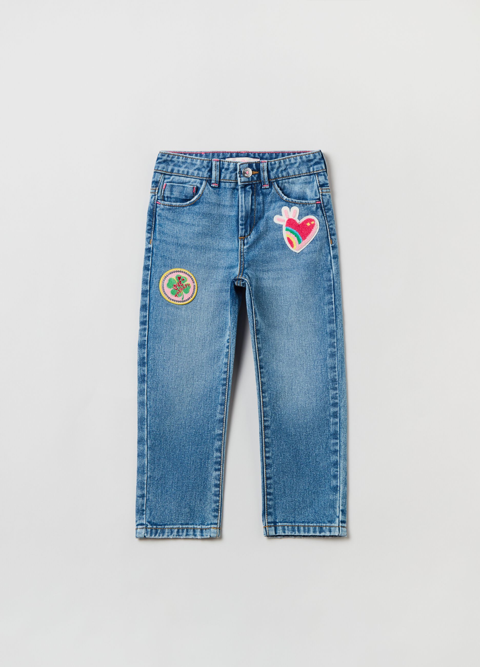 Five-pocket jeans with patch_0