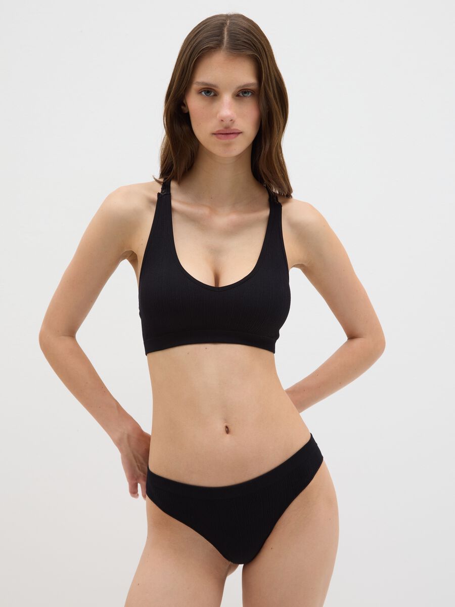 Black stretch microfiber briefs_0