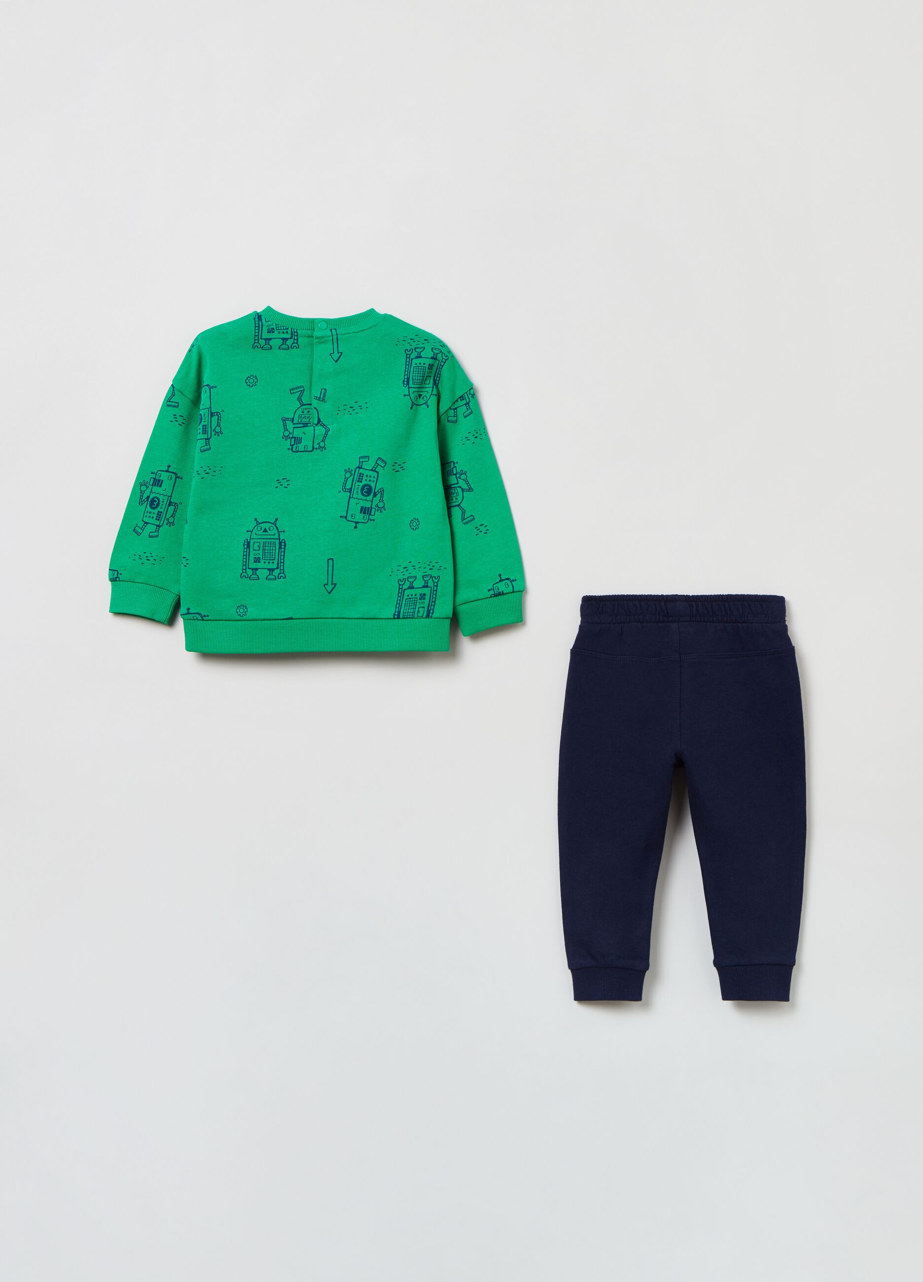 French terry jogging set with robots print_1