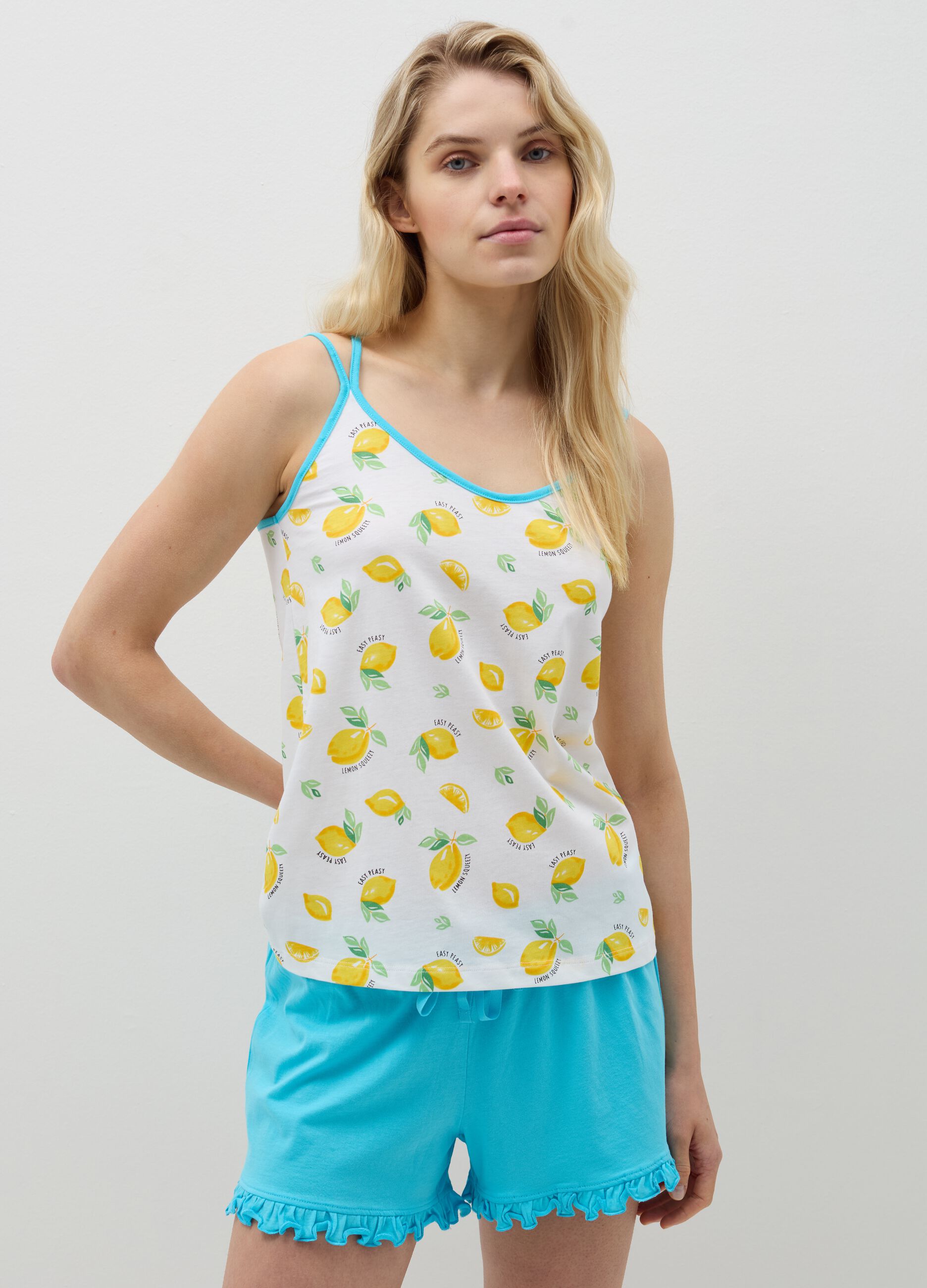 Short pyjamas with lemons print