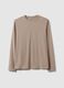 Beige long-sleeve stretch cotton t-shirt regular fit_4