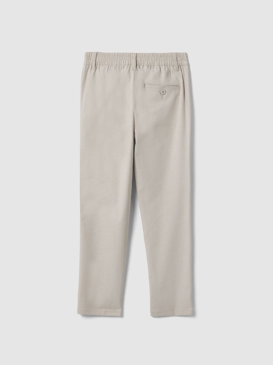 Boys' regular fit beige stretch cotton chinos_1