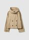 Beige cotton blend regular fit jacket with hood_4
