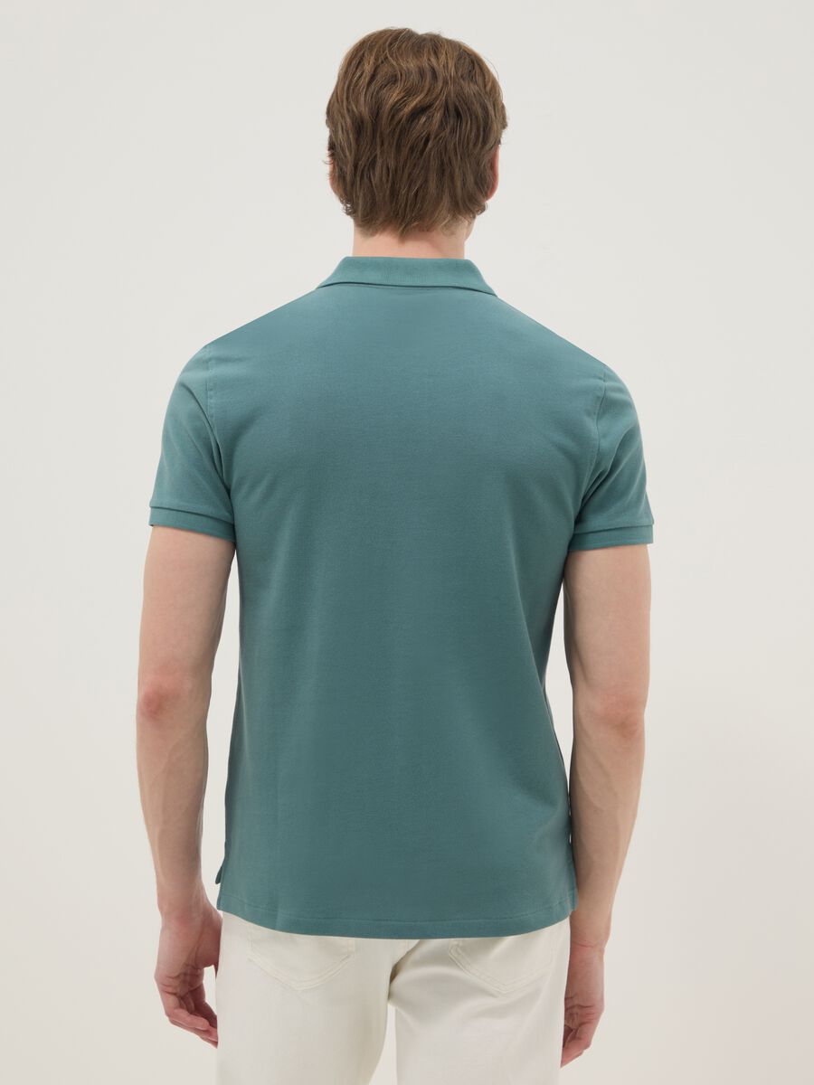Green slim fit short sleeve pure cotton polo_3