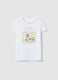 T-shirt branca de puro algod&atilde;o regular fit com estampado para meninas_0