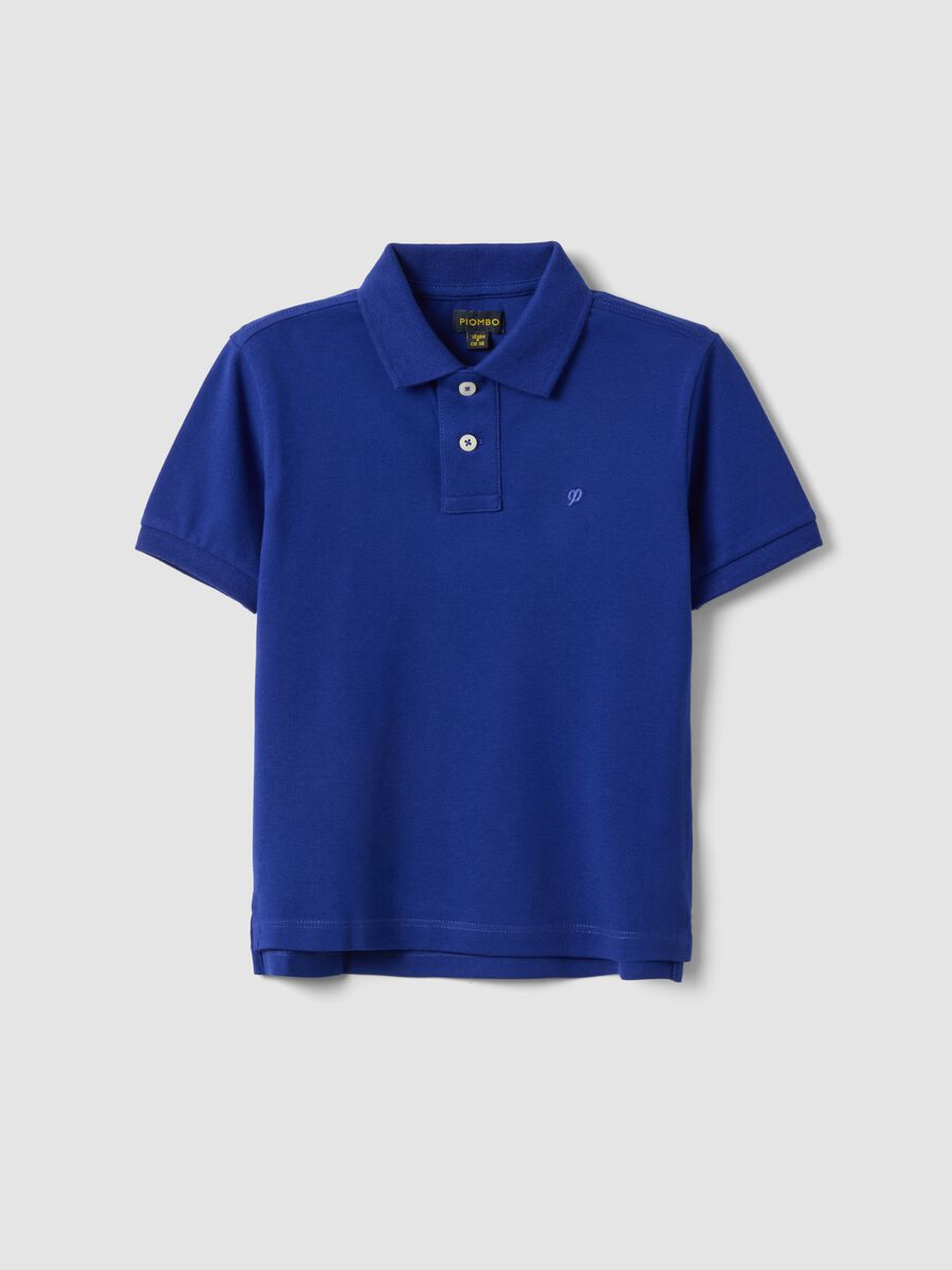 Boys' Regular Fit Blue Stretch Cotton Polo_0