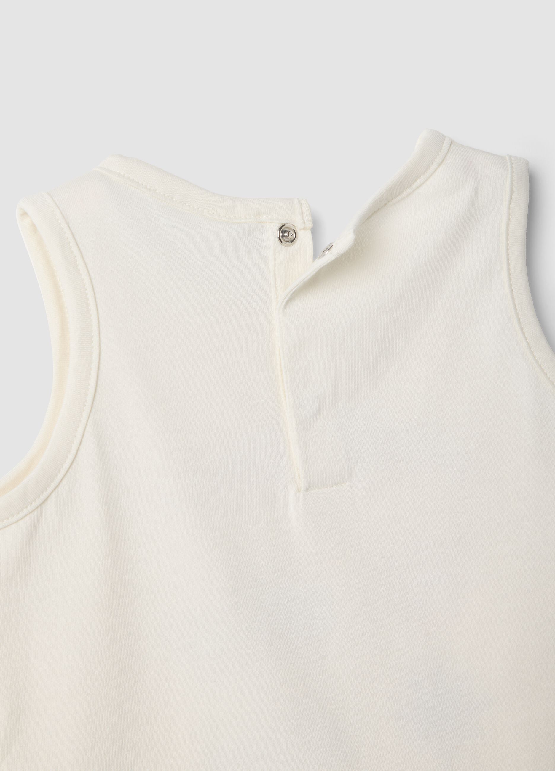 White organic cotton vest top with print