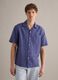 Blue linen-cotton blend shirt with bowling collar_2