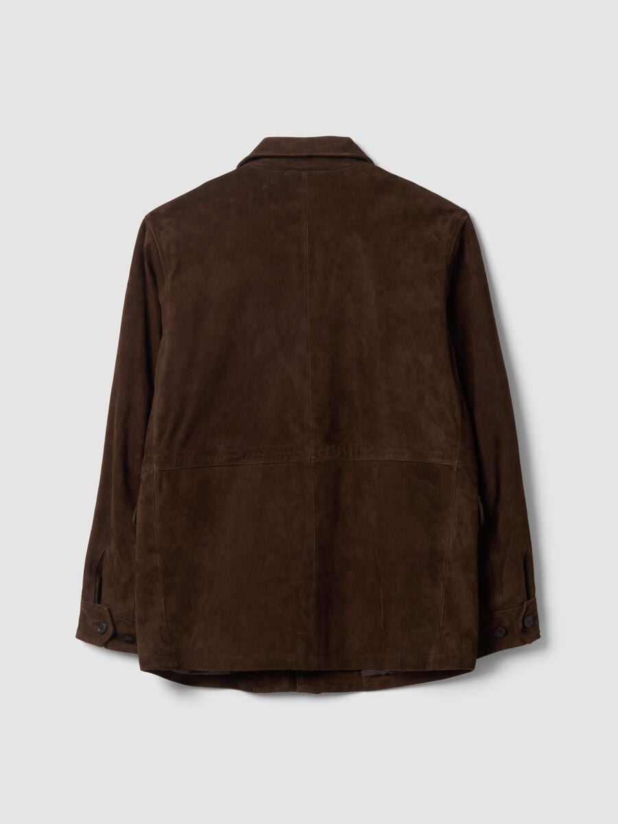 Brown padded genuine leather jacket_2