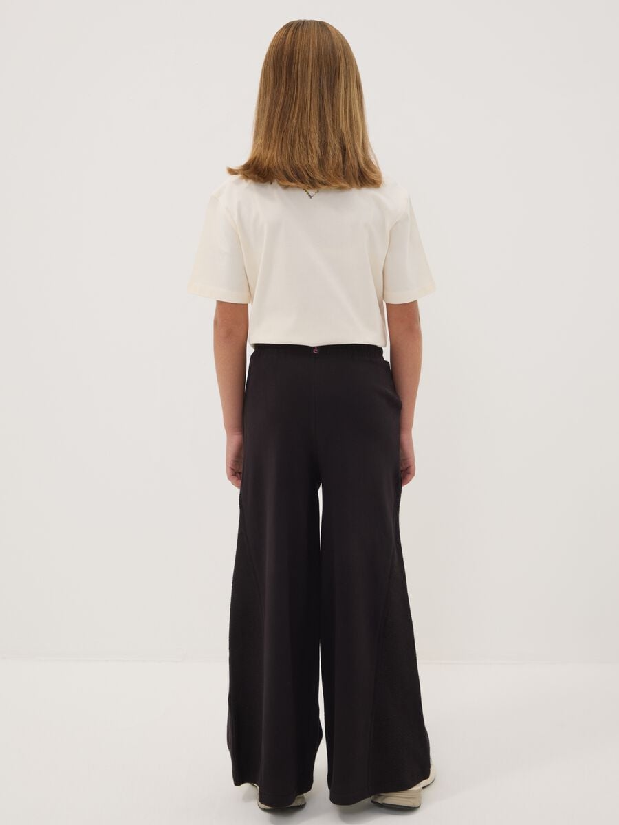 Black wide-leg trousers in pure cotton_2