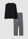 Black and grey pure organic cotton V-neck regular-fit pyjamas_5