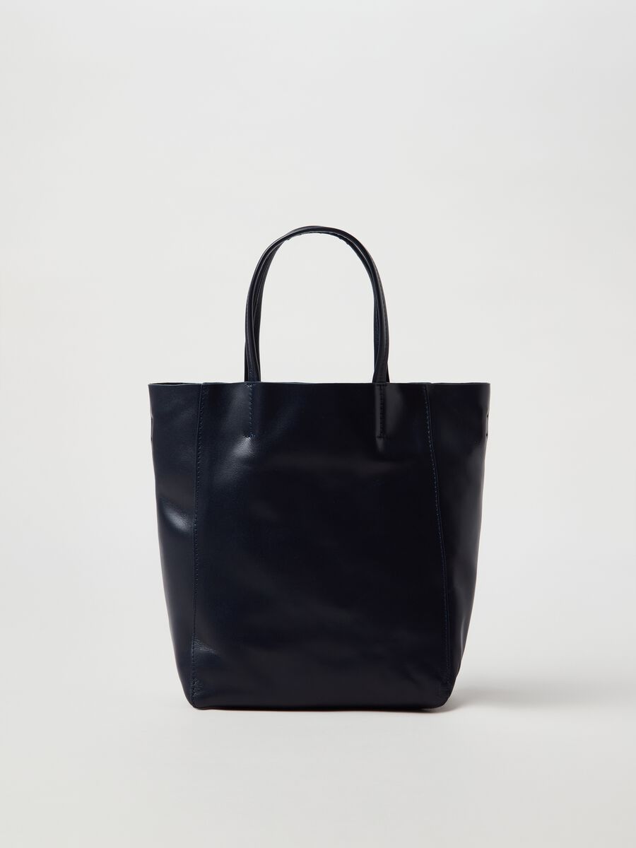 Leather tote bag with shoulder strap_0