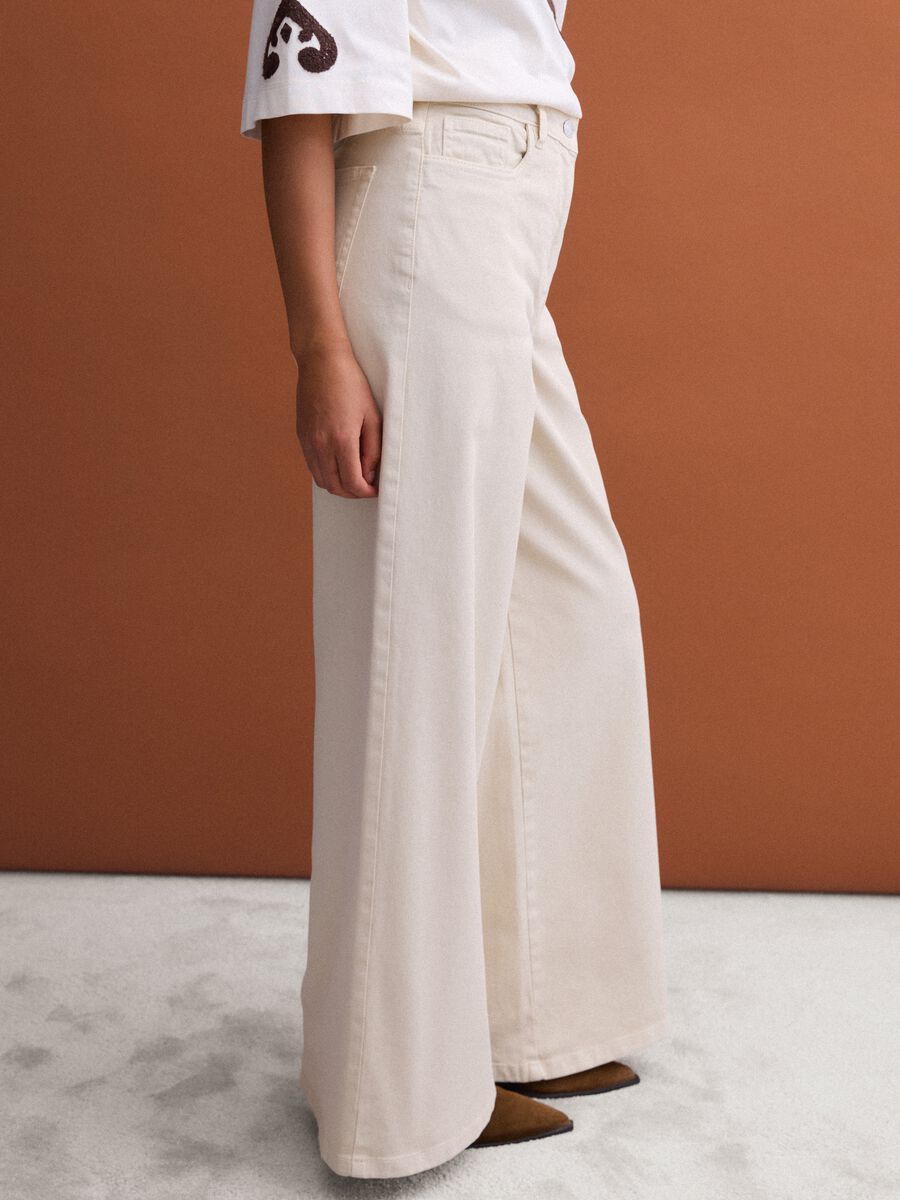 White stretch cotton wide-leg trousers_3