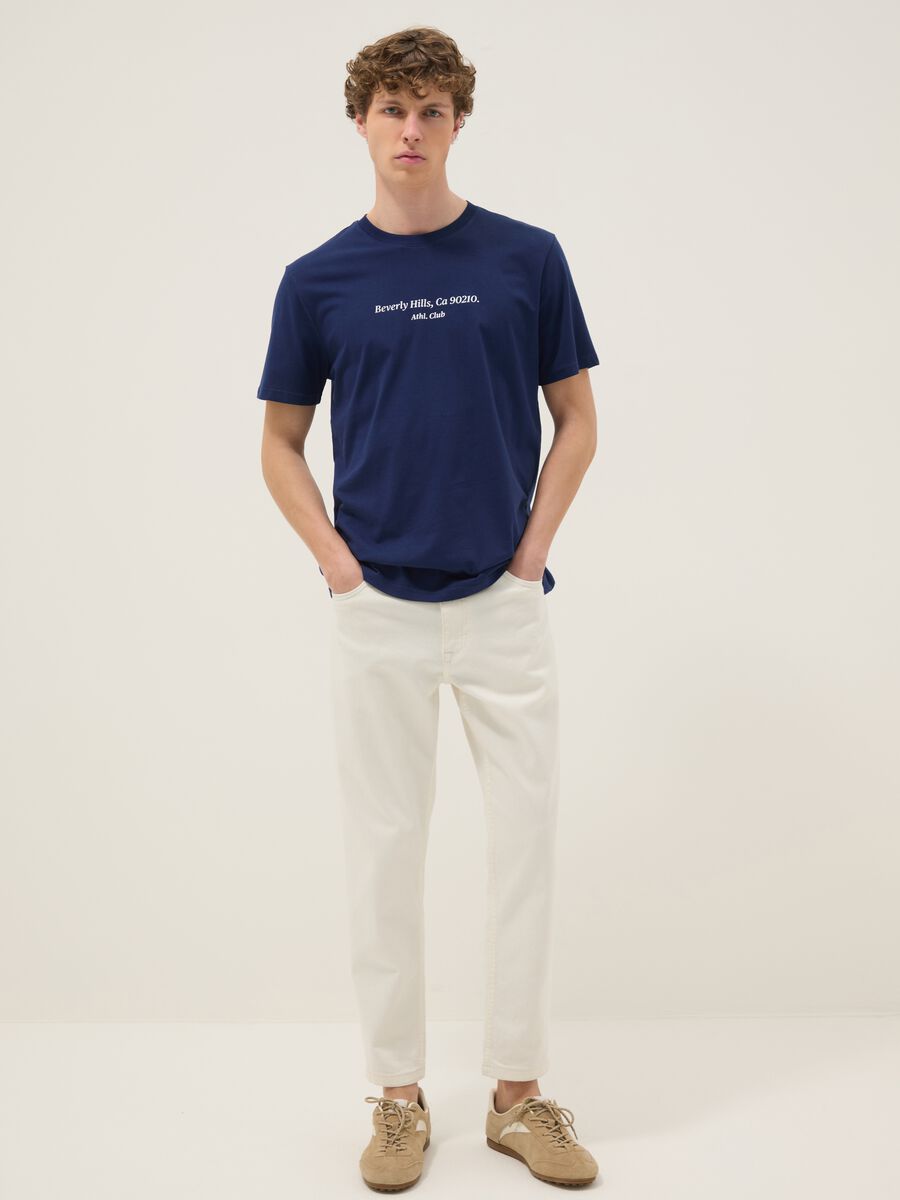 Blue slogan T-shirt in pure cotton, regular fit_2