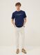 Blaues T-Shirt mit Schriftzug aus reiner Baumwolle, Regular Fit_1