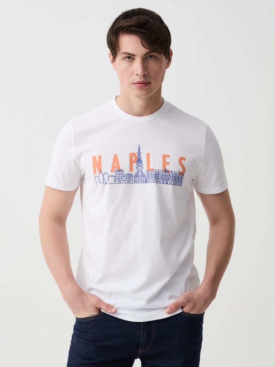 Cotton T-shirt with Naples print_0