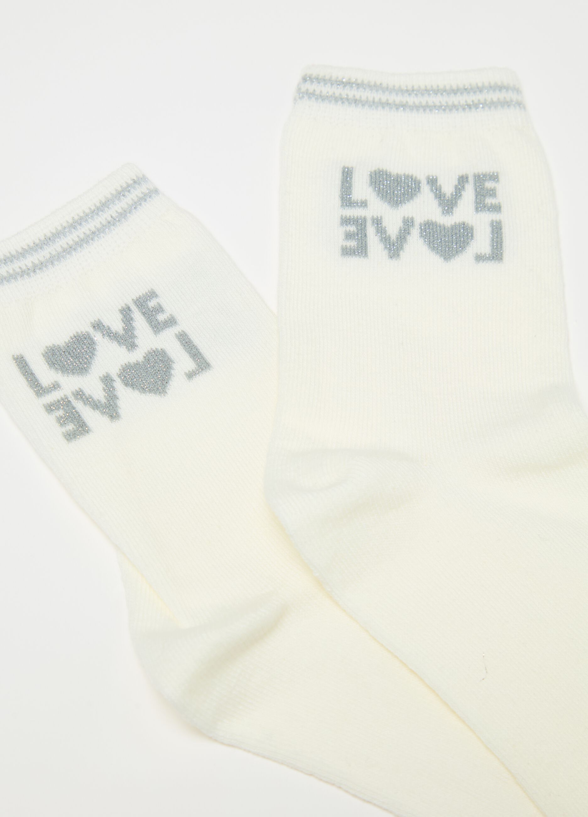 Two-pair pack short stretch socks with lurex