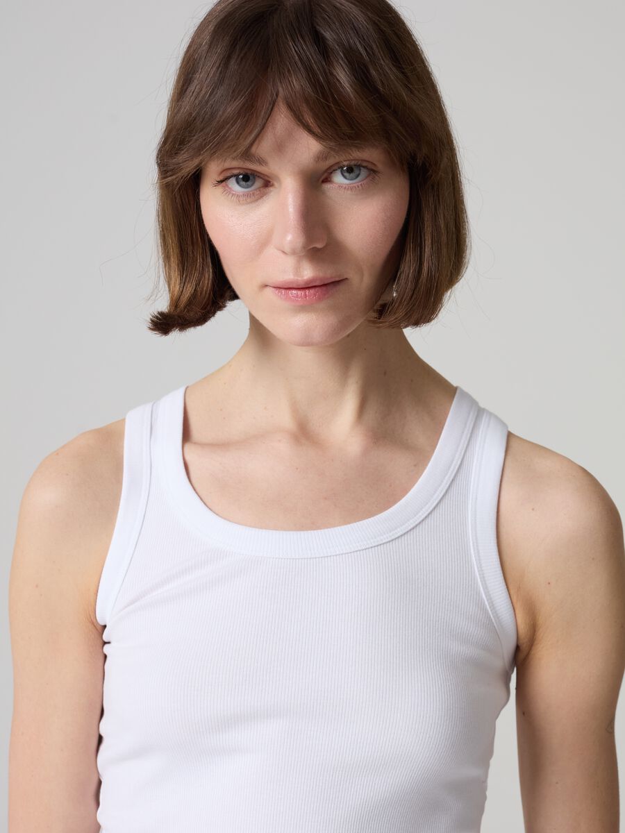 Tank top in ribbed stretch cotton_1