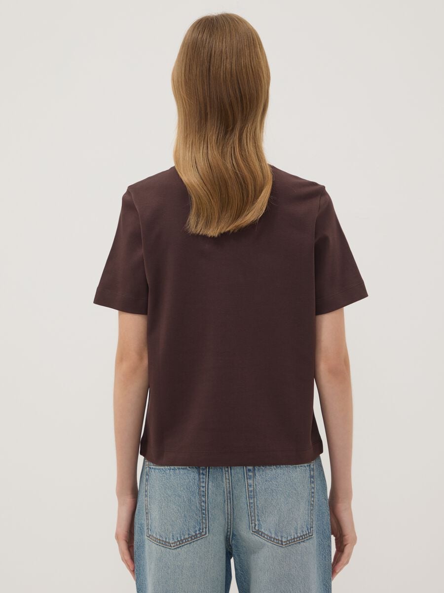 Brown relaxed-fit pure cotton short-sleeve T-shirt_3