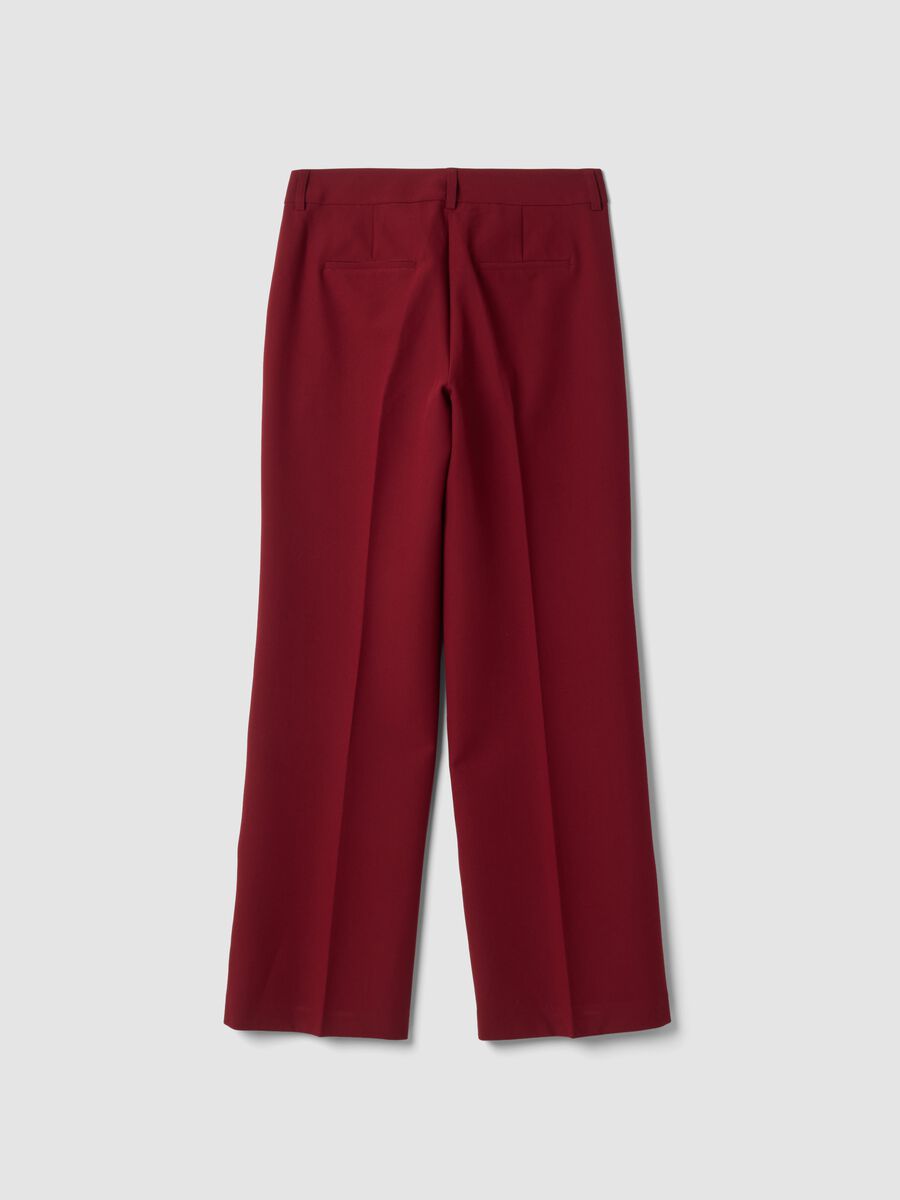 Red wide-leg formal trousers in stretch viscose blend_1